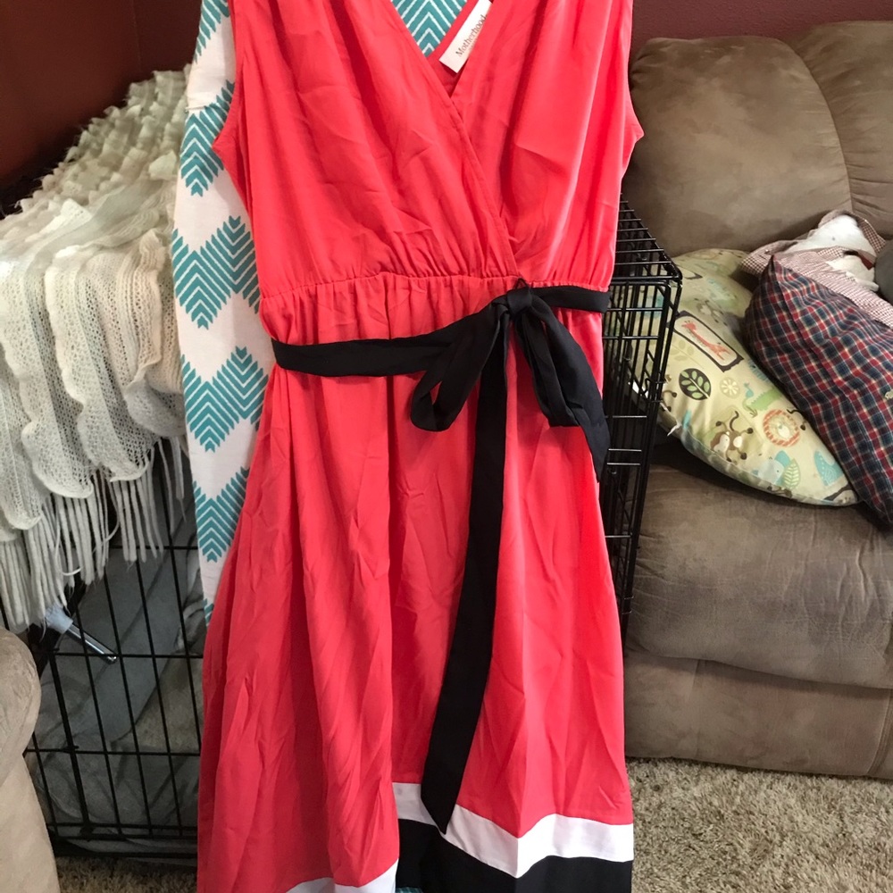 Maternity dress coral/black/white